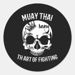 Adesivo Redondo Skull Muay Thai - Nak Muay, Presente de Kickboxing