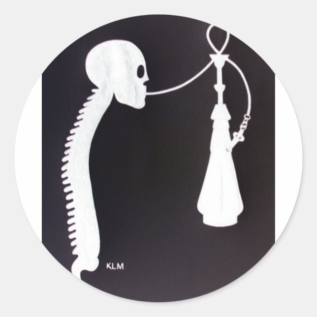 Adesivo Redondo Skull&Spine com Hookah (Frente)