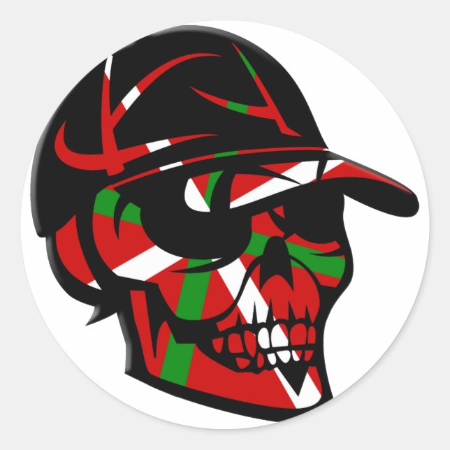 Adesivo Redondo Skull surfeur Basco (Frente)