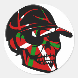 Adesivo Redondo Skull surfeur Basco