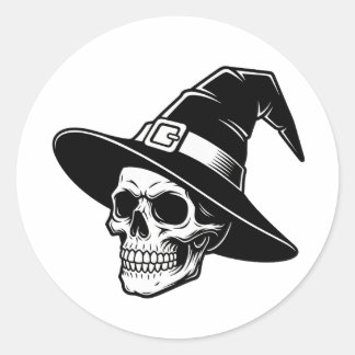 Adesivo Redondo Skull Witch Hat Gothic Art - sticker