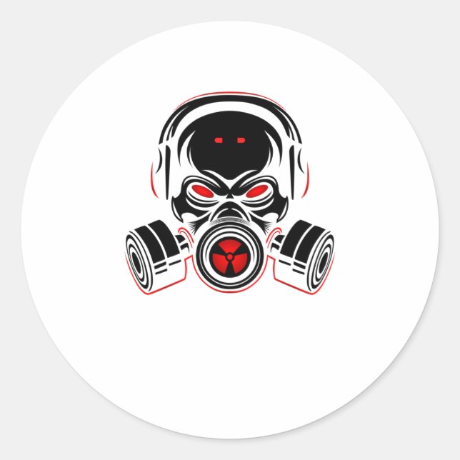 Adesivo Redondo Skull with gas mask (Frente)