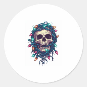 Adesivo Redondo Skullmas Tangidos � Esqueleto De Xmas Engraçado