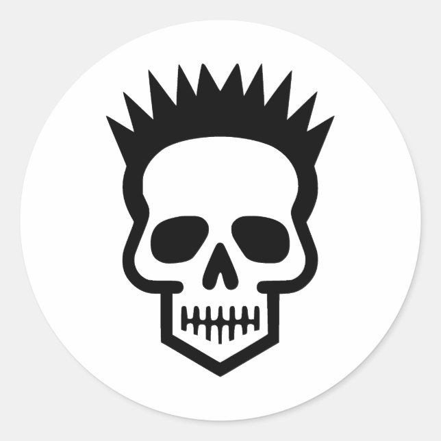 Adesivo Redondo Skulls Arte Elegante em Estilo Minimalista (Frente)