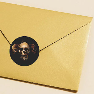 Adesivo Redondo Skulls Human Black