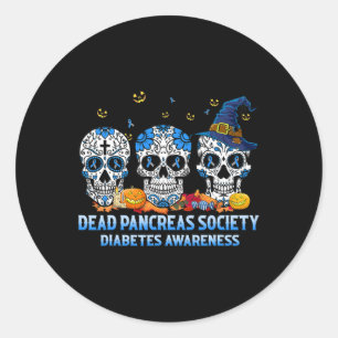 Adesivo Redondo Skulls Morto Pancreas Sociedade Diabetes Sensibili