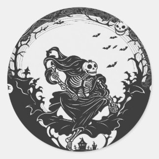 Adesivo Redondo Skulls & Pumpkins sobre o perfeito Halloween Duo