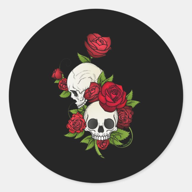 Adesivo Redondo Skulls Rosa Día de Muertos (Frente)