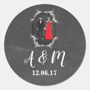 Adesivo Redondo Skulls Rustic Vintage Skeletons Stickers Labels