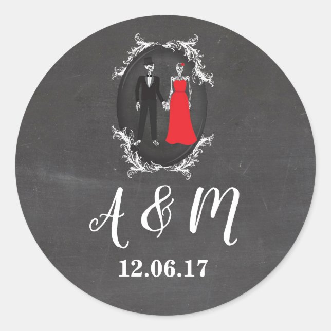 Adesivo Redondo Skulls Rustic Vintage Skeletons Stickers Labels (Frente)