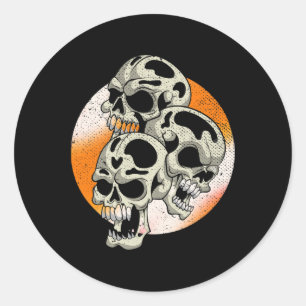 Adesivo Redondo Skulls Spookls Halloween Festa de Costume Cura Ass