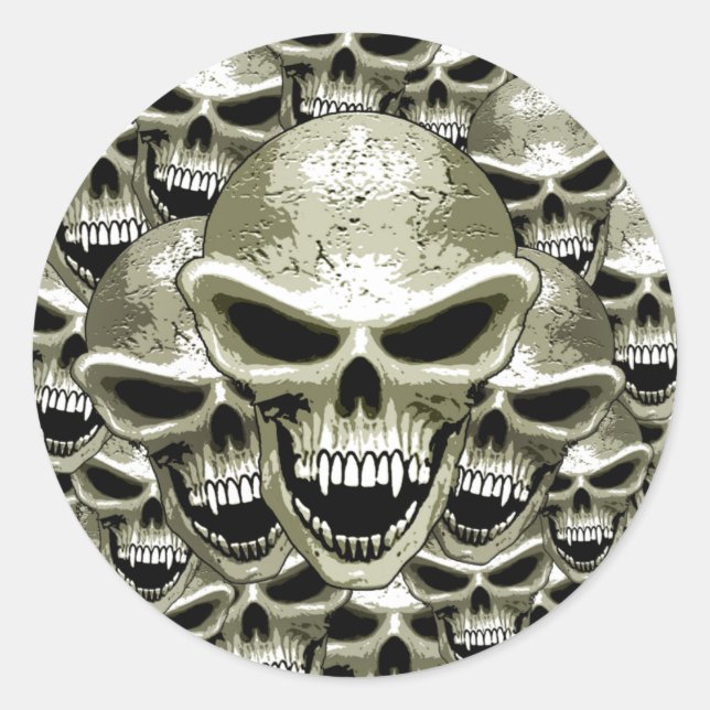 Adesivo Redondo Skulls Sticker (Frente)