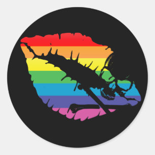 Adesivo Redondo Skullz e lábios.