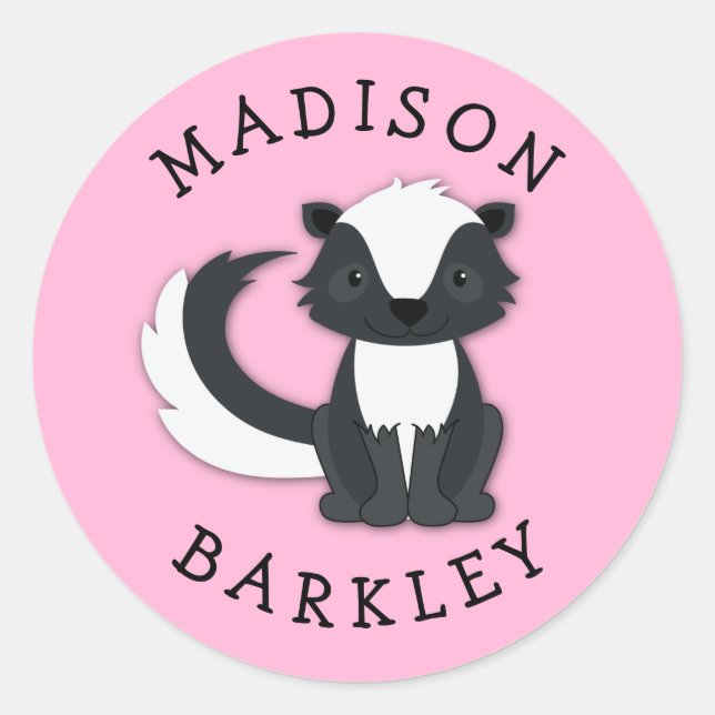 Adesivo Redondo Skunk Kid Crote Woodland Envelope Seal Sticker (Frente)