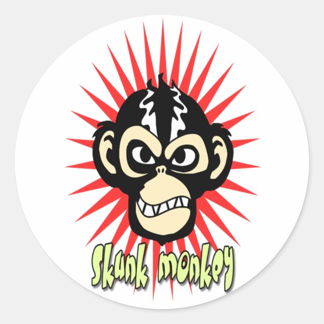 Adesivo Redondo Skunk Monkey Sticker (Frente)