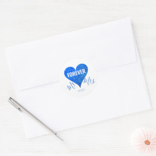Adesivo Redondo Sky Blue Glitter Heart Mr+Sra. Round Sticker