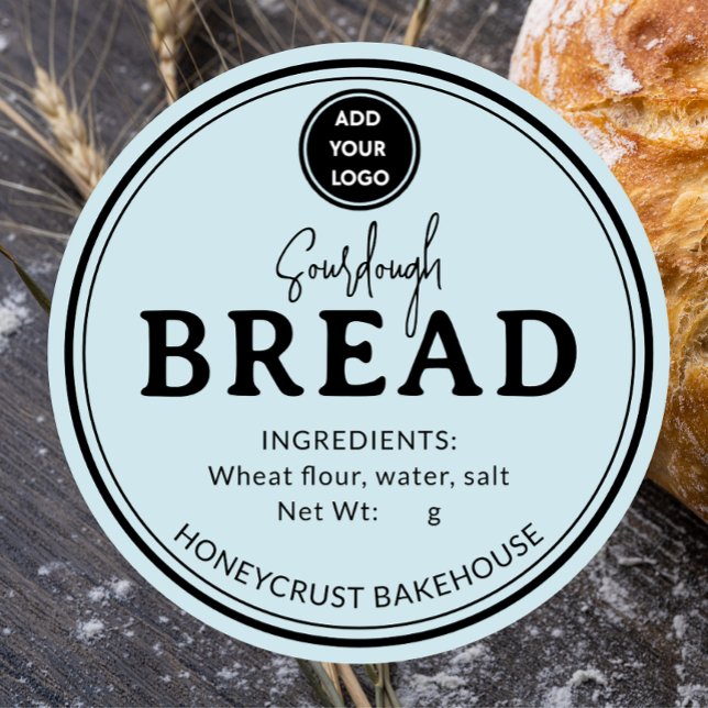 Adesivo Redondo Sky Blue Logo Bakery Sourdough Bread Sticker (Criador carregado)