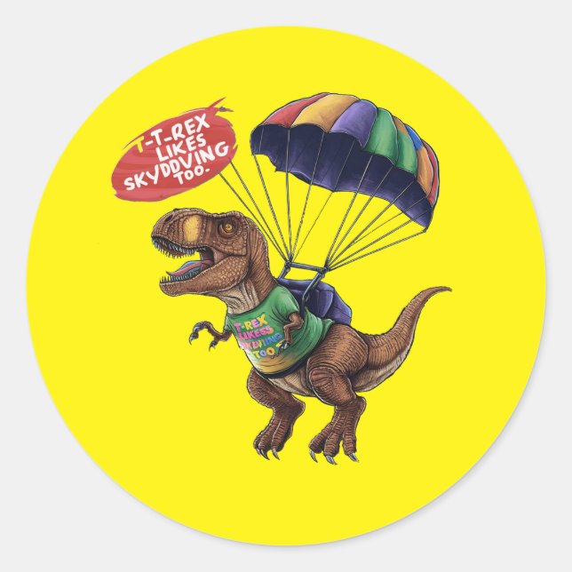 Adesivo Redondo Skydiving T-Rex (Frente)