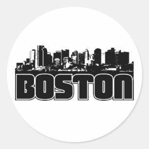 Adesivo Redondo Skyline de Boston