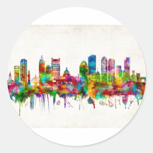 Adesivo Redondo Skyline de Boston Massachusetts