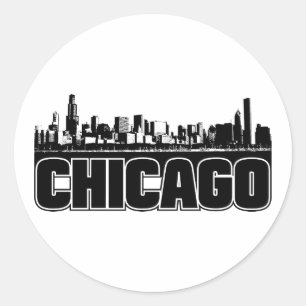Adesivo Redondo Skyline de Chicago