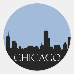 Adesivo Redondo Skyline de Chicago