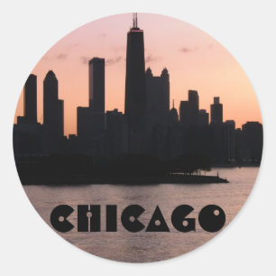 Adesivo Redondo Skyline de Chicago