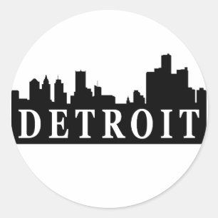 Adesivo Redondo Skyline de Detroit