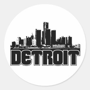 Adesivo Redondo Skyline de Detroit