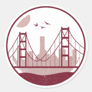 Adesivo Redondo Skyline de golden gate bridge