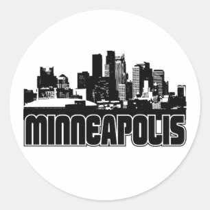 Adesivo Redondo Skyline de Minneapolis