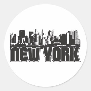 Adesivo Redondo Skyline de New York