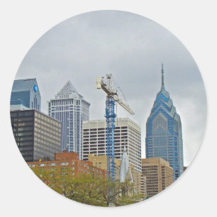 Adesivo Redondo Skyline de Philadelphfia da caminhada do rio