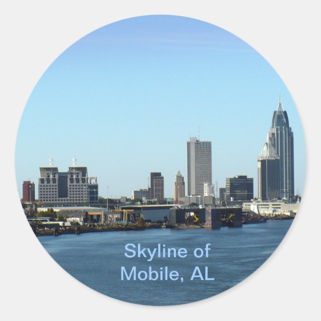 Adesivo Redondo Skyline of Mobile, AL (Frente)