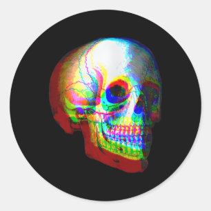 Adesivo Redondo Skype Trippy Vaporwave Halloween Techno Rave Edm M