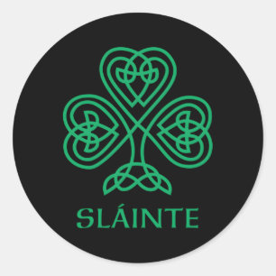 Adesivo Redondo Slainte Irish Green Shamrock Celtic Knot Ireland G
