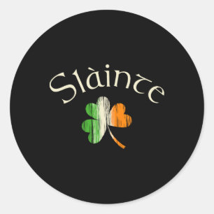 Adesivo Redondo Slainte Irish Shamrock Flag Of Ireland St Patricks