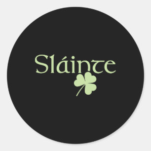 Adesivo Redondo Slainte Shamrock Irish Lucky Green Ireland Rua Pat
