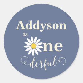 Adesivo Redondo Slate Azul Onederful Primeiro Aniversário