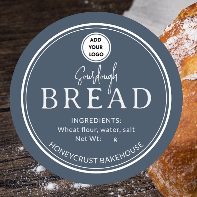 Adesivo Redondo Slate Blue Gray Bakery Sourdough Bread Sticker (Criador carregado)