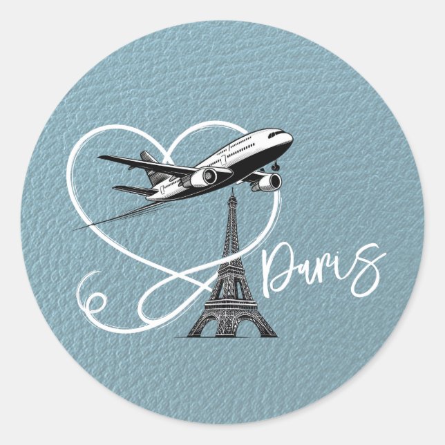 Adesivo Redondo Slate Blue Paris Passport (Frente)