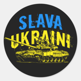 Adesivo Redondo Slava Ucraniano С л в а У к р а ї н caixa de bande