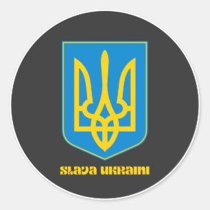 Adesivo Redondo Slava Ucraniano Shield Amarelo
