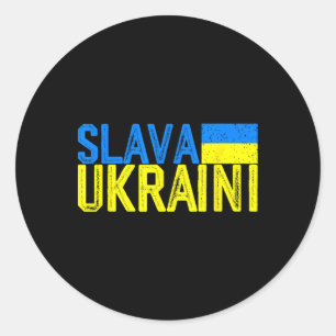 Adesivo Redondo Slava Ukraini Bandeira da Ucrânia Cores Desgastada