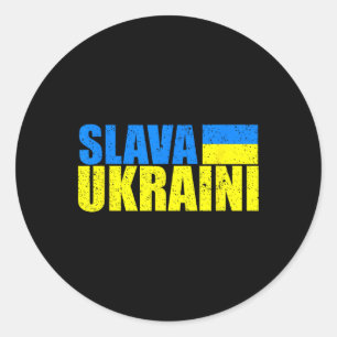 Adesivo Redondo Slava Ukraini Cores da Bandeira da Ucrânia Desgast