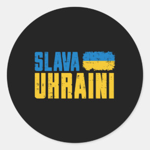 Adesivo Redondo Slava Ukraini Glória à Ucrânia Bandeira Mulheres U