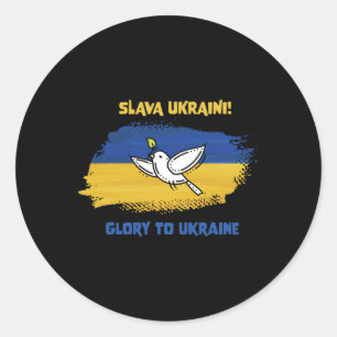 Adesivo Redondo Slava Ukraini Glória à Ucrânia Bandeira Ucraniana
