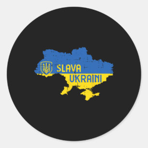 Adesivo Redondo Slava Ukraini Glória à Ucrânia Mapa Homens Ucrania