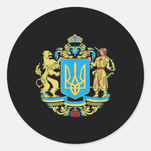 Adesivo Redondo Slava Ukraini Logotipo da Ucrânia Presentes Roupas
