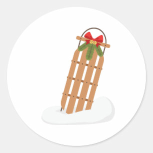 Adesivo Redondo Sled de Neve Vintage